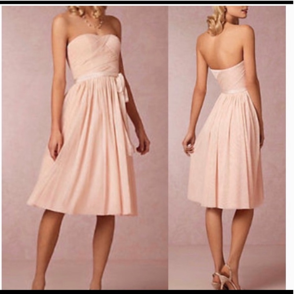 Anthropologie Hitherto Cordelia blush strapless tulle overlay dress size 0